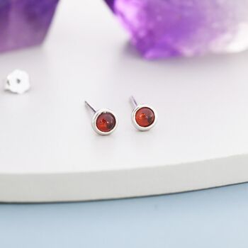 Sterling Silver Red Garnet Stud Earrings, 5 of 10