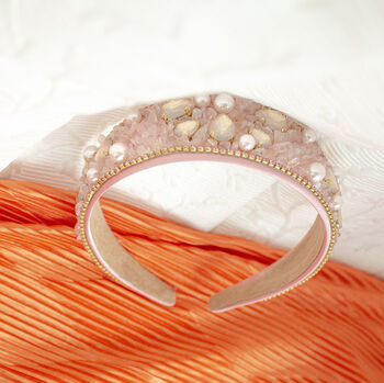 Mixed Shell Gem Texture Headband In Pink, 2 of 3