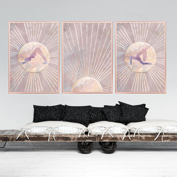 Yoga Pink Sun Rays Boho Wall Art Print, 6 of 8