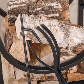 Black Iron Dual Fireplace Tools And Log Rack, 3 of 5