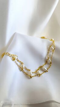 Pearl Woven Adjustable Chain Bracelet In 16k Gold Vermeil On Sterling Silver, Dainty Chain, 6 of 10