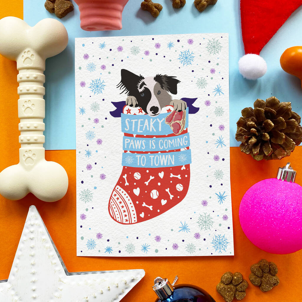 'Steaky Paws' Edible Christmas Card For Dogs By Scoff Paper