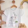 Personalised Kids Easter T Shirt – Cute Bunny And Flower Design, thumbnail 3 of 3