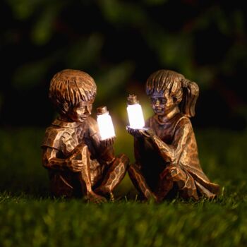 Solar Boy And Girl Garden Firefly Jar Outdoor Ornament, 2 of 12