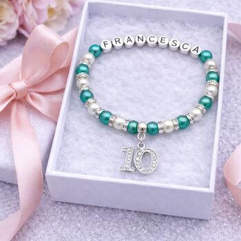 Personalised Birthday Bracelet With Name And Age Inc Gift Box And Message, 4 of 12