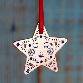 Rose Gold Star Hanging Christmas Decoration, 2 of 3