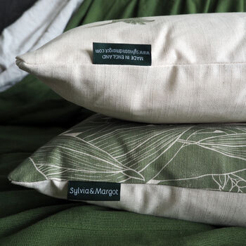 Birds And Aspidistra Pair Of Block Printed Cushions, 4 of 7