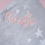 Personalised Grey Star Blanket With Pom Poms, thumbnail 3 of 8