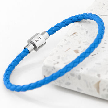 Personalised Men's Anchor Woven Leather Bracelet, 2 of 12