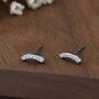 Sterling Silver Cz Tiny Curved Bar Stud Earrings, thumbnail 1 of 12