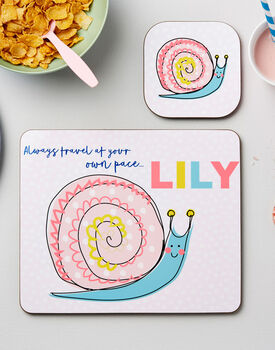 Personalised Kid's Snail Placemat Set, 2 of 5