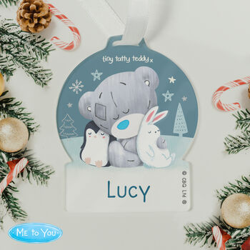 Personalised Tiny Tatty Teddy Snow Globe Bauble, 2 of 4