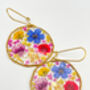Medium Earrings With Real Pink Flowers In Silver Or Gold, thumbnail 7 of 10
