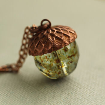 Speckled Green Acorn Necklace, 2 of 9