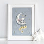 Personalised Catching Stars On The Moon Childrens Print, thumbnail 1 of 8