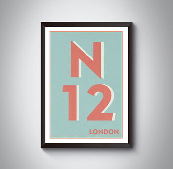 N12 North Finchley London Postcode Typography Print, 4 of 9