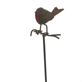 Metal Robin Redbreast Garden Stake – Bird Ornament, 8 of 8