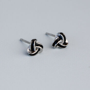 Sterling Silver Black Celtic Knot Stud Earrings, 4 of 6
