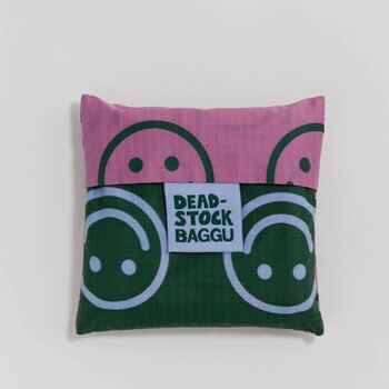 Smiley Face Lilac Green Reusable Shopper Bag, 3 of 3
