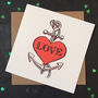 Valentine's Card With Tattoo Style Heart And Anchor, thumbnail 2 of 2