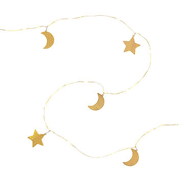 Filigree Gold Moon And Star LED Ramadan Fairy Lights, 2 of 2