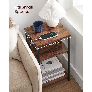 Slim Side Bedside Table With Charging Station, 7 of 9