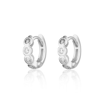 Bezel Huggie Hoop Earrings With Clear Stones, 3 of 6