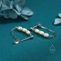 Sterling Silver Genuine Oval Pearl And Chain Earrings, thumbnail 2 of 12