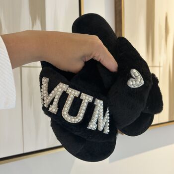 Personalised Womens Pearl Slippers With Initials, 8 of 8
