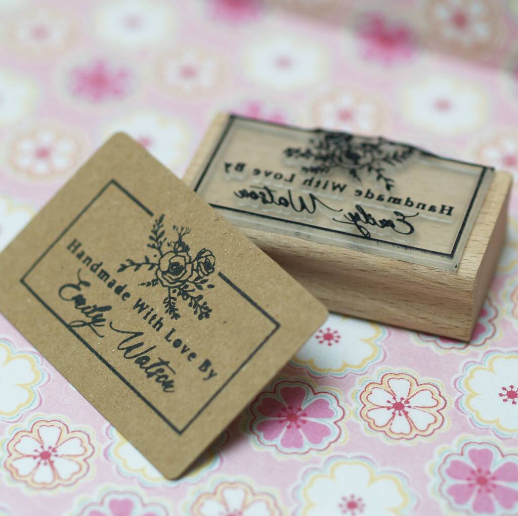 Handmade By Personalised Rubber Stamp By Pretty Rubber Stamps