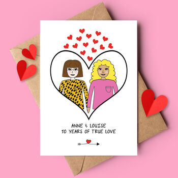 Anniversary Personalised Couple Portrait Love Card, 4 of 7