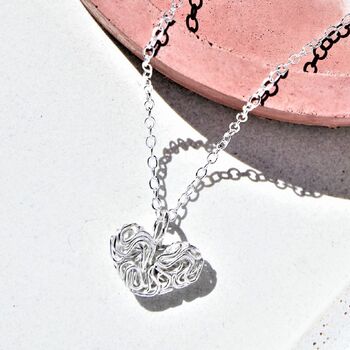 Silver Mesh Heart Drop Earrings, 10 of 11