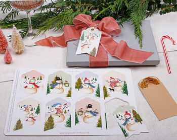 16 Christmas Gift Tags With Snowman Design And Gold Twine, 3 of 4