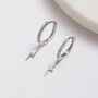 Lightening Bolt Crystal Hoop Earrings In Silver Colour, thumbnail 1 of 3