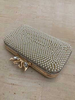 Pearl White Rectangular Handcrafted Clutch, 3 of 5