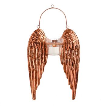Copper Angel Wings Hanging Tealight Holder, 2 of 8