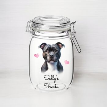 Personalised Staffordshire Bull Terrier Dog Treat Jar, 2 of 2
