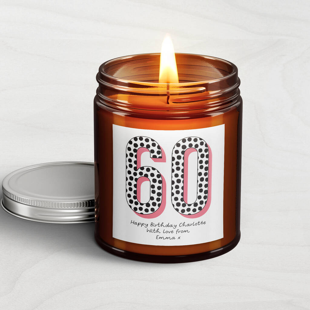 '60th Birthday' Personalised Candle By Dandy Sloth | notonthehighstreet.com