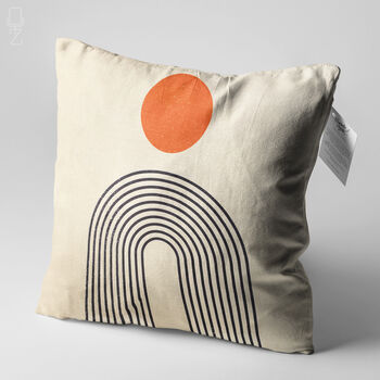 Abstract Bauhaus Geometric Ecru Cushion Cover With Orange Black, 3 of 7