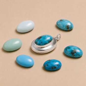 Personalised Sterling Silver Turquoise Gemstone Photo Locket Necklace, 3 of 8