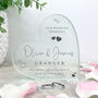 Personalised Wedding Script Text Acrylic Freestanding Heart, thumbnail 2 of 5
