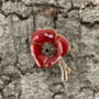 Poppy Red Flower Gold Tone Brooch, thumbnail 1 of 4