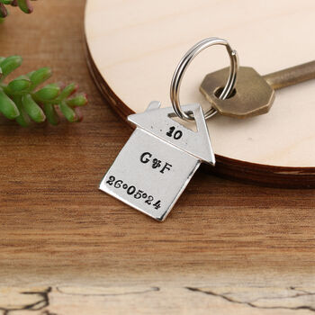Personalised Housewarming Gift Couples New Home Keyring, 4 of 10