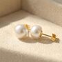 Handpicked Freshwater Gold Plated Pearl Stud Earrings, thumbnail 1 of 4