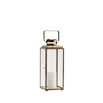 Large Matte Antique Brass And Glass Lantern, 2 of 3