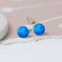 Sterling Silver Blue Opal Bead Stud Earrings, thumbnail 2 of 8