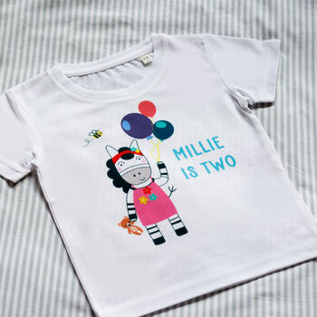 Little Zebra Birthday Name And Age T Shirt, 2 of 4