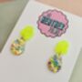 Splat Drop Glitter Resin Statement Earrings / Artist Statement Jewellery Pop Art Inspired Gift / Retro Nickelodeon Vibes / Abstract Drop Jewellery Bold Colourful Statement / Art Teacher Gift Creative Sparkle Accessory, thumbnail 4 of 10