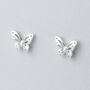 Sterling Silver Butterfly Stud Earrings, thumbnail 2 of 5