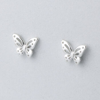 Sterling Silver Butterfly Stud Earrings, 2 of 5